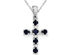 1/2 Carat (ctw) Natural Dark Blue Sapphire Cross Pendant Necklace in Sterling Silver with Chain