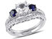 Created White & Created Blue Sapphire 2 Carat (ctw) with Diamond 1/3 Carat (ctw) Engagement Ring and Bridal Wedding Set 10K White Gold - 10
