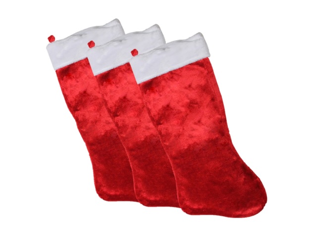 Flomo Classic Christmas Stocking Plush Socks 19" Large for Christmas Fireplace Holiday Decor (3 Pack)
