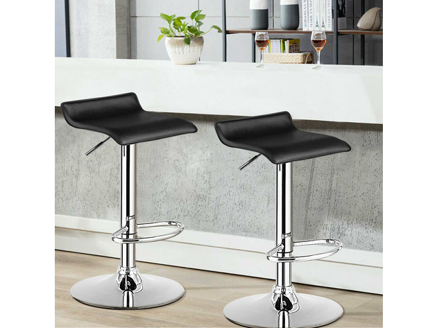 Costway Set of 2 Swivel Bar Stool PU Leather Adjustable Kitchen Counter Bar Chairs - Black