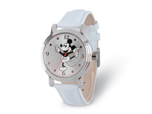 Disney Ladies Size White Strap Mickey Mouse w/Moving Arms Watch