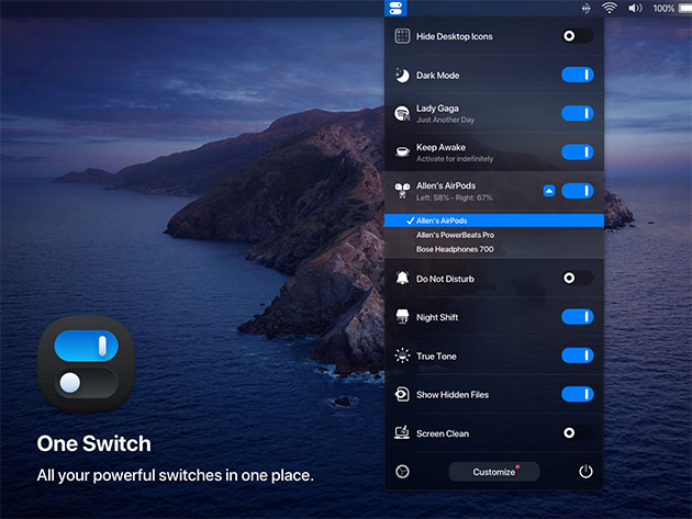 One Switch Menu Bar App for Mac (1 Device)