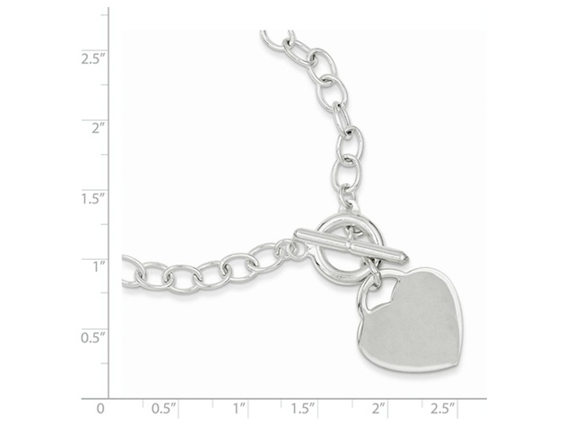 Classic Sterling Silver Toggle Heart Tag Charm Bracelet