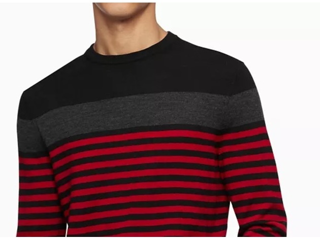 Calvin Klein Men's Colorblock Striped Sweater Red Size Extra Large | KSAT