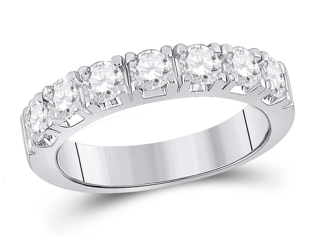 1.00 Carat (ctw G-H, I1-I2) Diamond Wedding Anniversary Band in 14K White Gold - 8