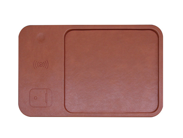Catch-All Tray Pod with 3-in-1 Smart Wireless Charger (Brown)