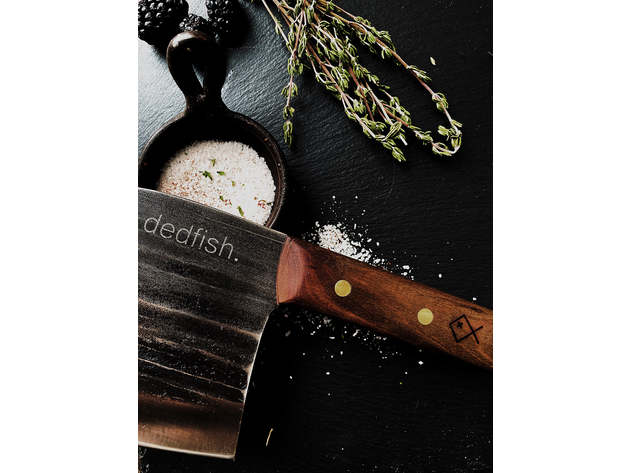 Dedfish Co. Kitchen Butcher Knife With Leather Sheath