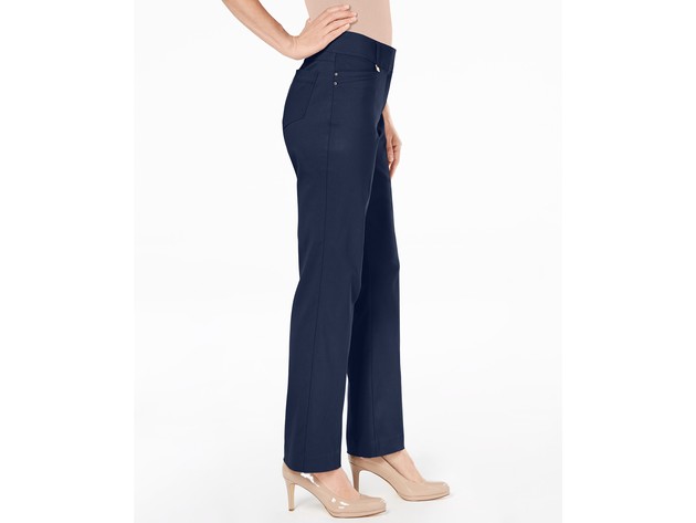 JM Collection Women's Regular Curvy-Fit Straight-Leg Pants Navy Size 8L