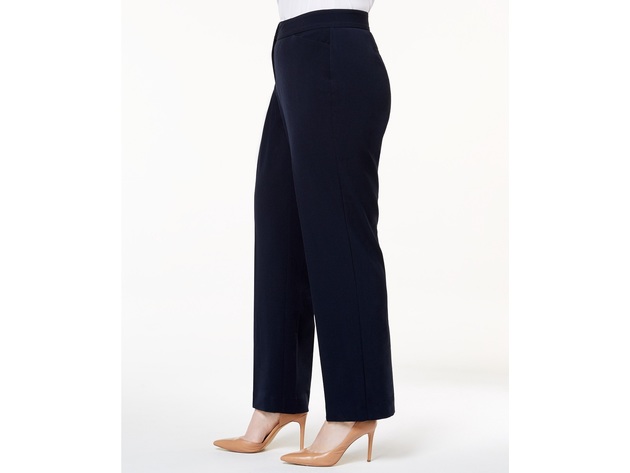 JM Collection Women's Petite Plus Size Curvy-Fit Straight-Leg Pants Navy Size 28 WP