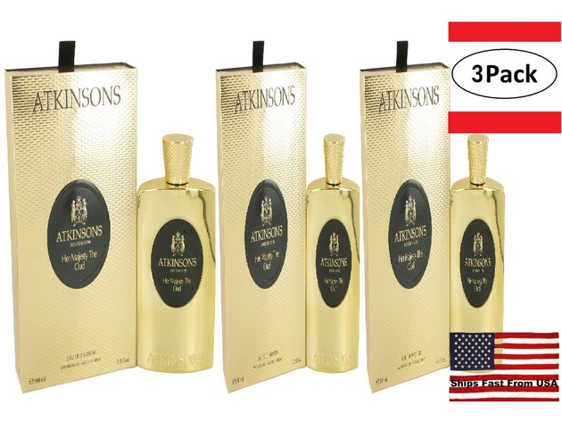 3 Pack Her Majesty The Oud by Atkinsons Eau De Parfum Spray 3.3 oz