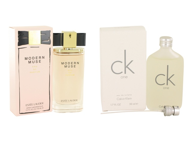 Gift set  Modern Muse by Estee Lauder Eau De Parfum Spray 3.4 oz And  CK ONE EDT Pour/Spray (Unisex) 1.7 oz