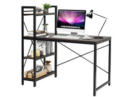 Costway 47.5" Computer Desk Writing Desk Study Table Workstation With 4-Tier Shelves - Brown