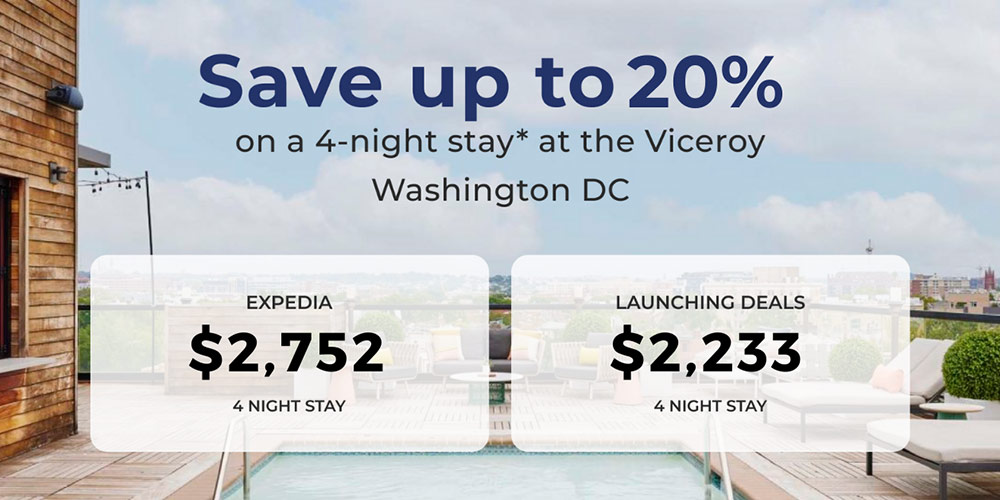 A travel website showing a deal in Washington, DC