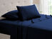 4-Piece Bamboo Blend Waffle Hem Sheet Set (Navy/Queen)