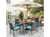 Costway 7 Piece Patio Rattan Dining Chair Table Set W/ Cushion Umbrella Hole Red\\Navy - Turquoise