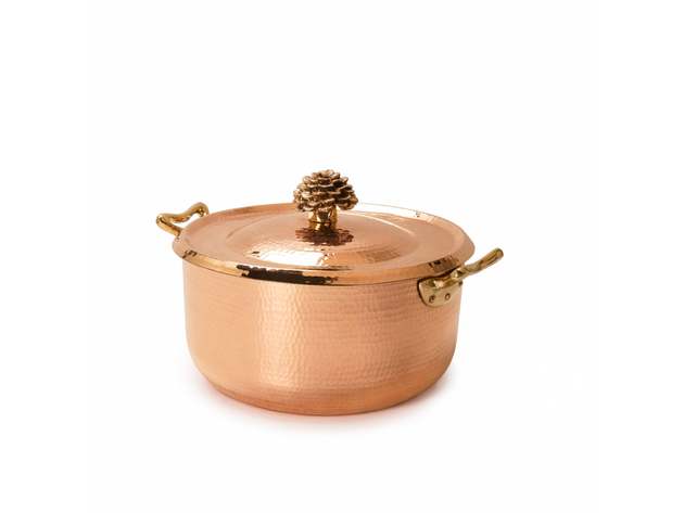 Copper Dutch Oven 15 qt with Flower Lid 