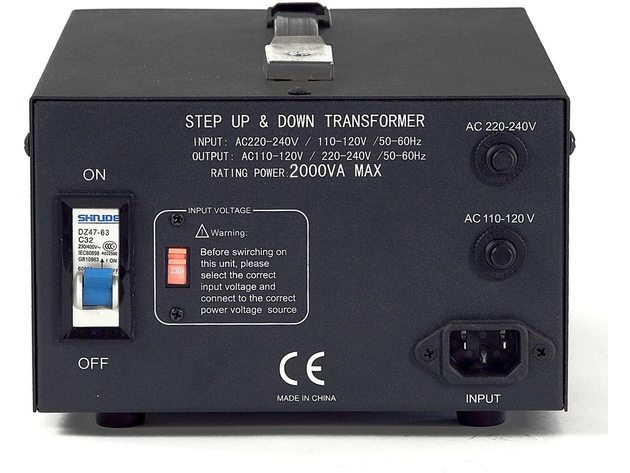 2000 Watt Voltage Converter Transformer by LiteFuze - Step Up/Down - 110V/220V - Circuit Breaker Protection -Heavy Duty/ - Convertingbox Technology - LT Series [5-Years Warranty]