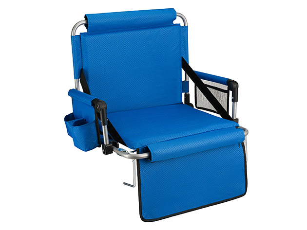 Folding Stadium Seat with Arms & Pockets (Blue)