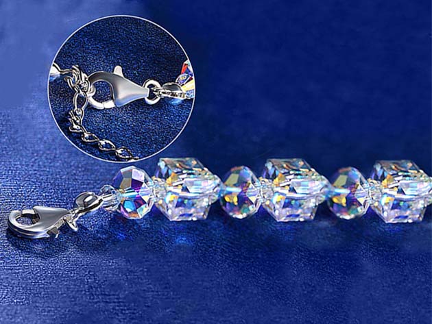 Aurora Borealis Cubed Stretch Bracelet with Swarovski Crystals