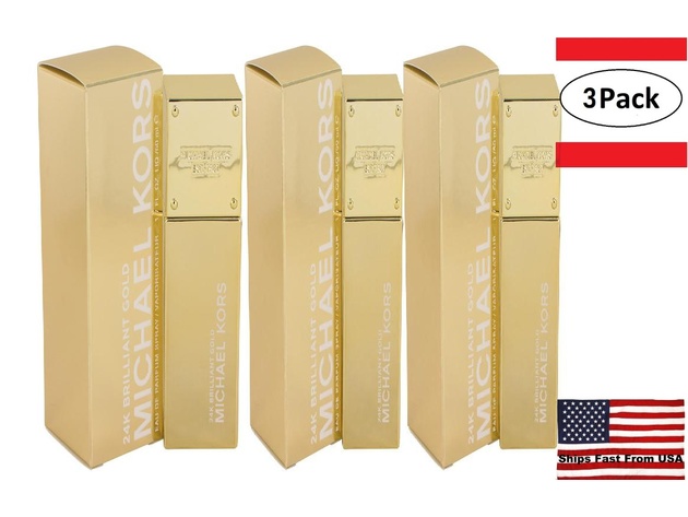 3 Pack Michael Kors 24K Brilliant Gold by Michael Kors Eau De Parfum Spray 1.7 oz for Women