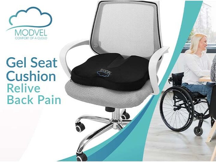 Modvel Seat Cushion with Gel for Back Pain, Tailbone, Coccyx & Sciatica Relief 