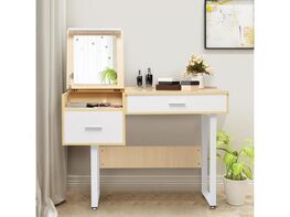 Costway Vanity Table Flip Top Square Makeup Table Writing Table 