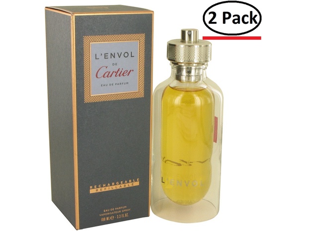 L'envol de Cartier by Cartier Eau De Parfum Spray Refillable 3.3 oz for Men (Package of 2)