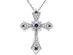 1/10 Carat (ctw) Amethyst Cross Pendant Necklace in 14K White Gold with Diamonds and Chain