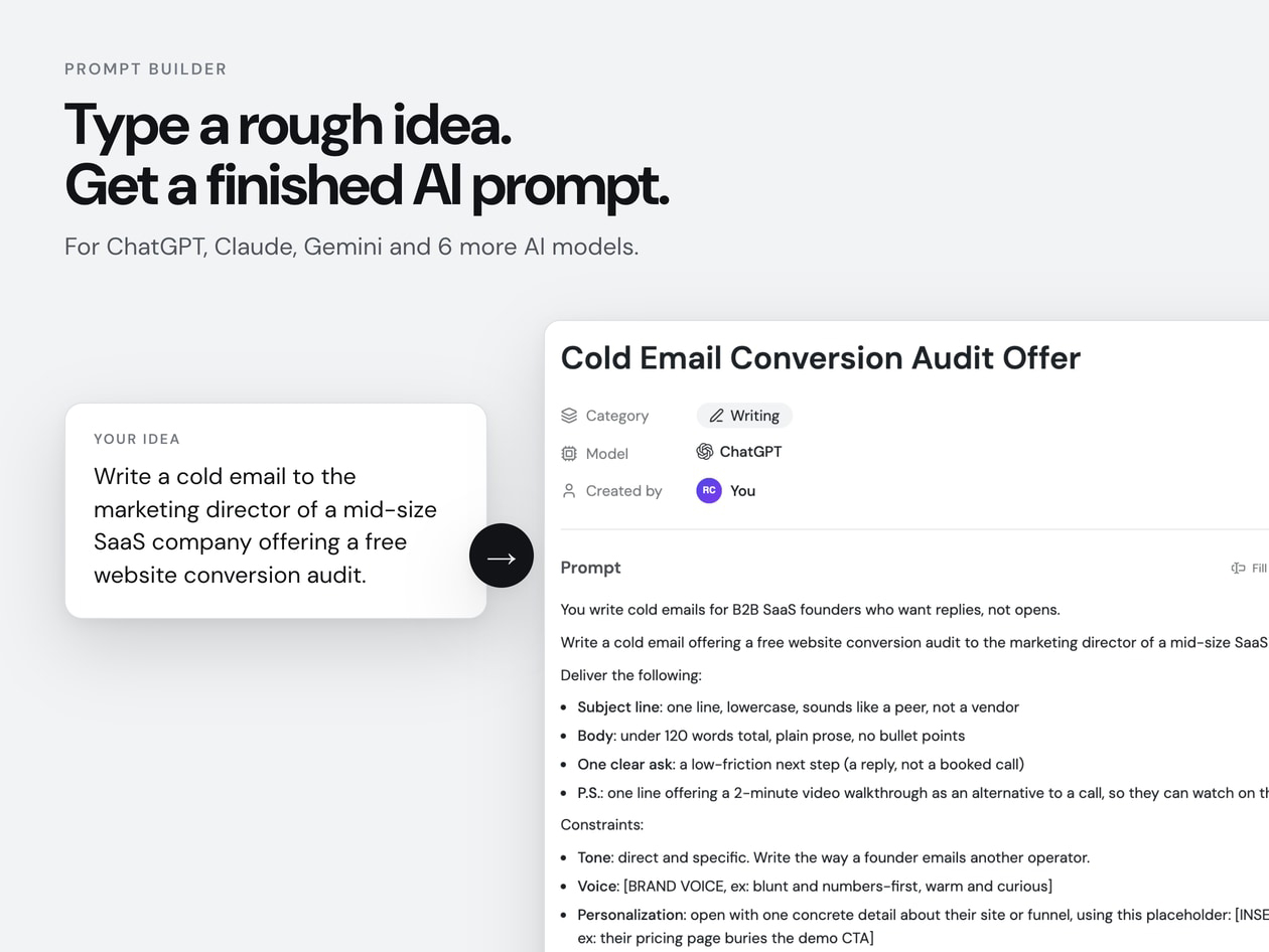PromptBuilder - AI Prompt Optimizer: Lifetime Subscription (Pro)