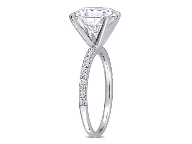 4.00 Carat (ctw) Solitaire Round Synthetic Moissanite Engagement Ring 10K White Gold - 9