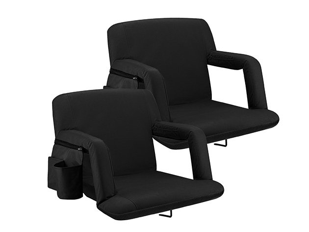 Reclining Stadium Seat with Armrests and Side Pockets (2-Pack/Extra-Wide)
