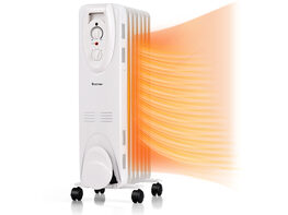Costway 1500W Oil Filled Heater Portable Radiator Space Heater w/ Adjustable Thermostat - White