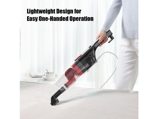 Costway 6-in-1 Handheld Stick Vacuum Cleaner 600W Corded w/ 16KPa Suction & Filtration - Grey+Red