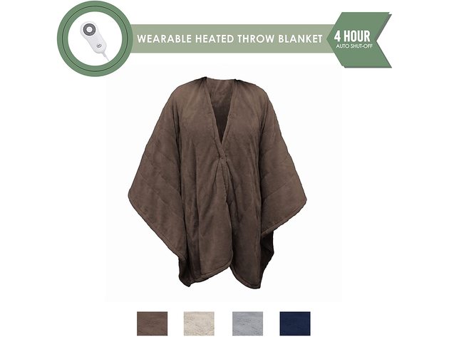 Serta Silky MacroMink Electric Heated Warming Snuggler Cape Wrap Chocolate - Chocolate