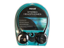Maxell HP-200 Adjustable Headband Dynamic Sound Headphones - Black