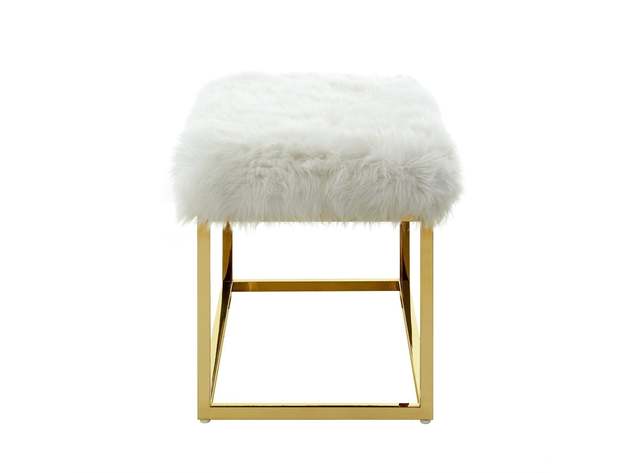 Monet Lux Fur Bench Gold White