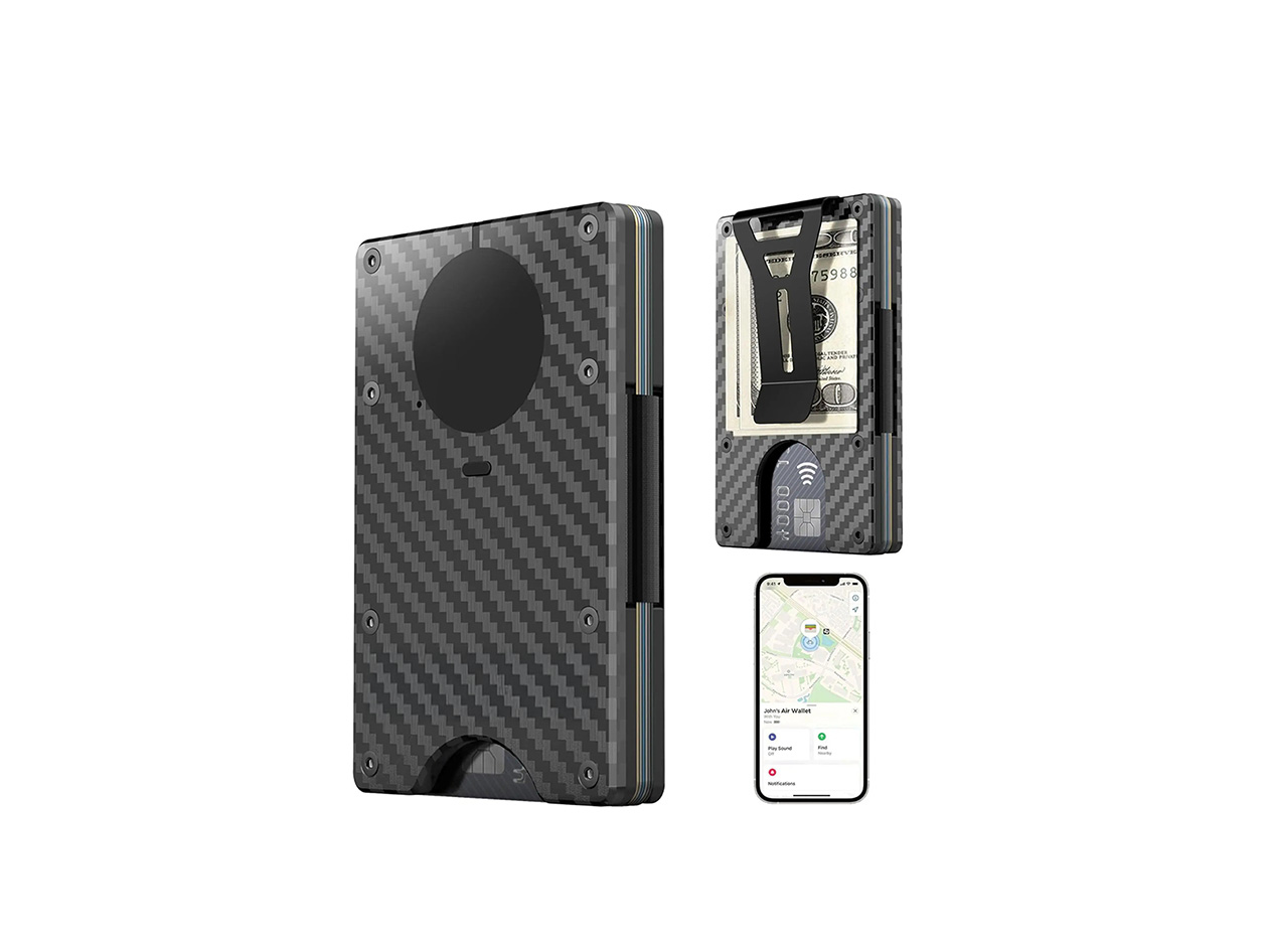 Slim RFID Wallet with Apple FindMy (Carbon Fiber Look)