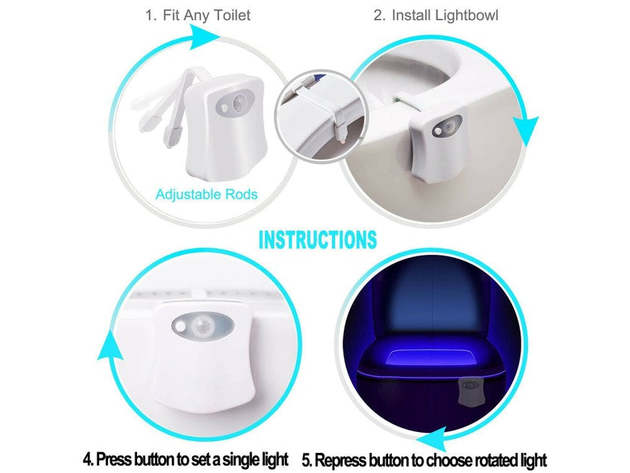 3-Pack Motion Sensor LED Toilet Bowl Night Light