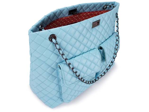 Diana Vegan Leather Tote Weekender Travel Bag (Light Blue)