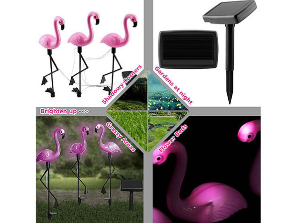 Flamingo Led Solar Garden Lights 3 Pack Stacksocial