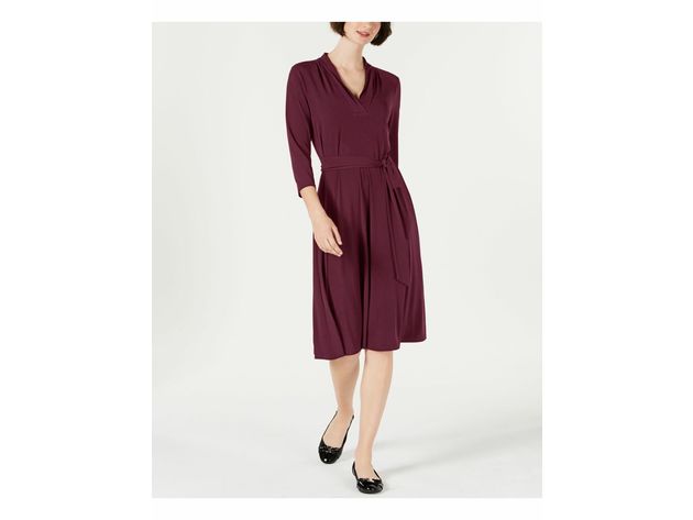 Charter Club Women s Petite Solid Midi Dress Wine Size 44 StackSocial