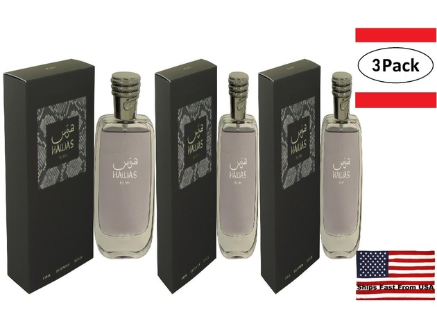 3 Pack Hawas by Rasasi Eau De Parfum Spray 3.33 oz for Men