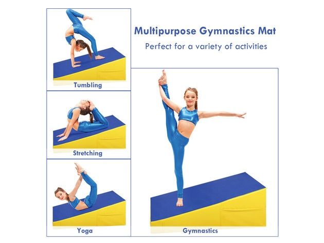 Costway Incline Wedge Ramp Gymnastics Yoga Mat Gym Sports Exercise Yellow