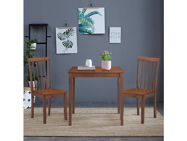 Costway Set of 2 Dining Chair Kitchen Spindle Back Side Chair with Solid Wooden Legs Walnut