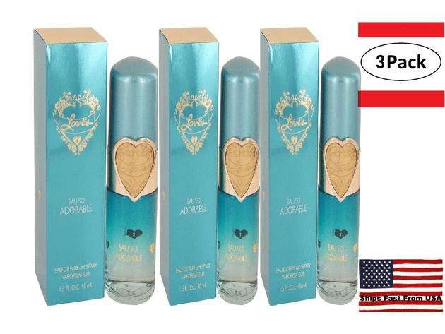 3 Pack Love's Eau So Adorable by Dana Eau De Parfum Spray 1.5 oz for Women