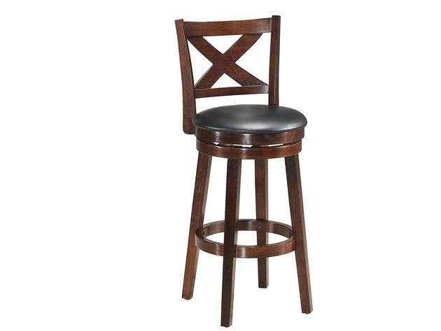 Costway Swivel Stool 29'' Bar Height X-Back Upholstered Dining Chair Kitchen Espresso