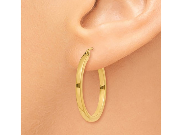 14K Yellow Gold Small Hoop Earrings  3/4 Inch (2.00 mm thick)