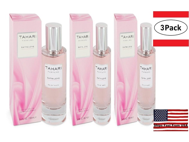 3 Pack Satin Love by Tahari Parfums Eau De Toilette Spray 3.4 oz for Women