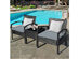 Costway 3PC Patio Rattan Furniture Set Coffee Table Conversation Sofa Cushioned Gray - Black