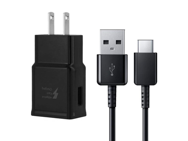Adaptive Fast Wall/Travel with Type C USB Cable for All T-Mobile Samsung Phones - Black